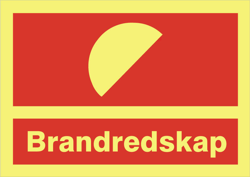 Brandskylt. Brandredskap