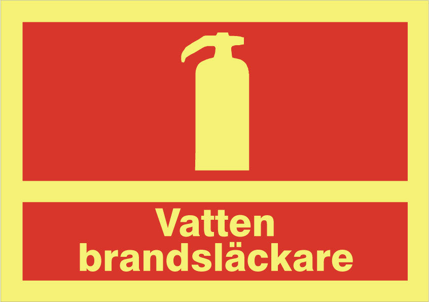 Brandskylt. Vatten brandsläckare
