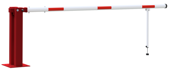 Manual barrier with pneumatic spring and hinged pole support ...