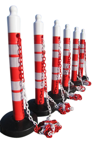 (Pack of 6) - Post & Chain Barrier -Maxi Plus- including 25m chain
