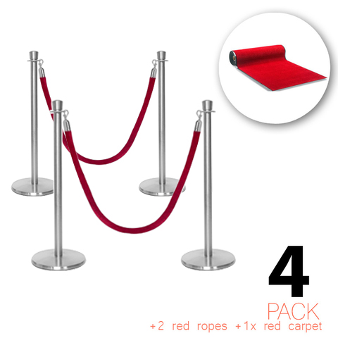 (4 Pack) - Flexibarrier VIP Entrance package -Premium- including posts, ropes & carpet