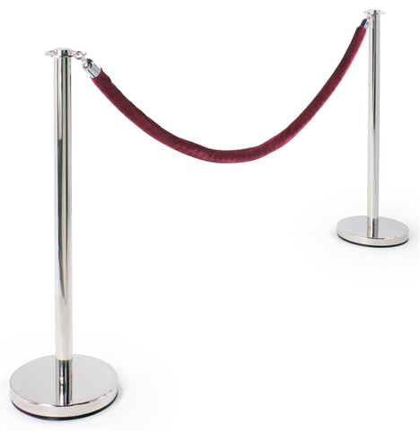 Flexibarrier Post & Rope Barrier Set -Flat Head- including velvet rope