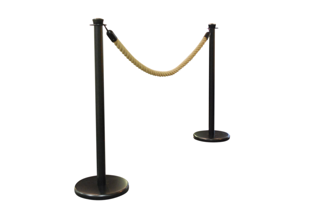 Black Post & Rope Barrier Set -Luxor- (2x Black Posts + 1x 150cm Hemp Rope)