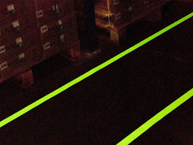 Floor marking tape -Glow in the dark- (30m/roll - 50mm, 75mm, 100mm widths)