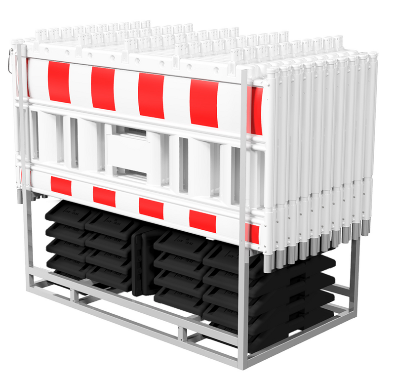 Barrier Fence – NOX White – 40 m Complete Set with Panels, Base Plates & Transport Rack