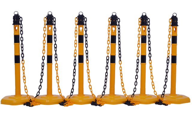 (Pack of 6) - Post & Chain Barrier -MultiMax- including 15m chain