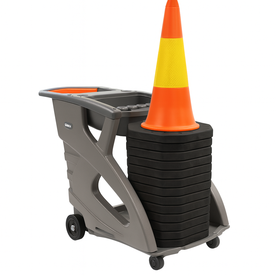 Fully Loaded 1m Standard Traffic Cone Unicart – 9 Cones, 9 Skipper Units & Accessory Pack