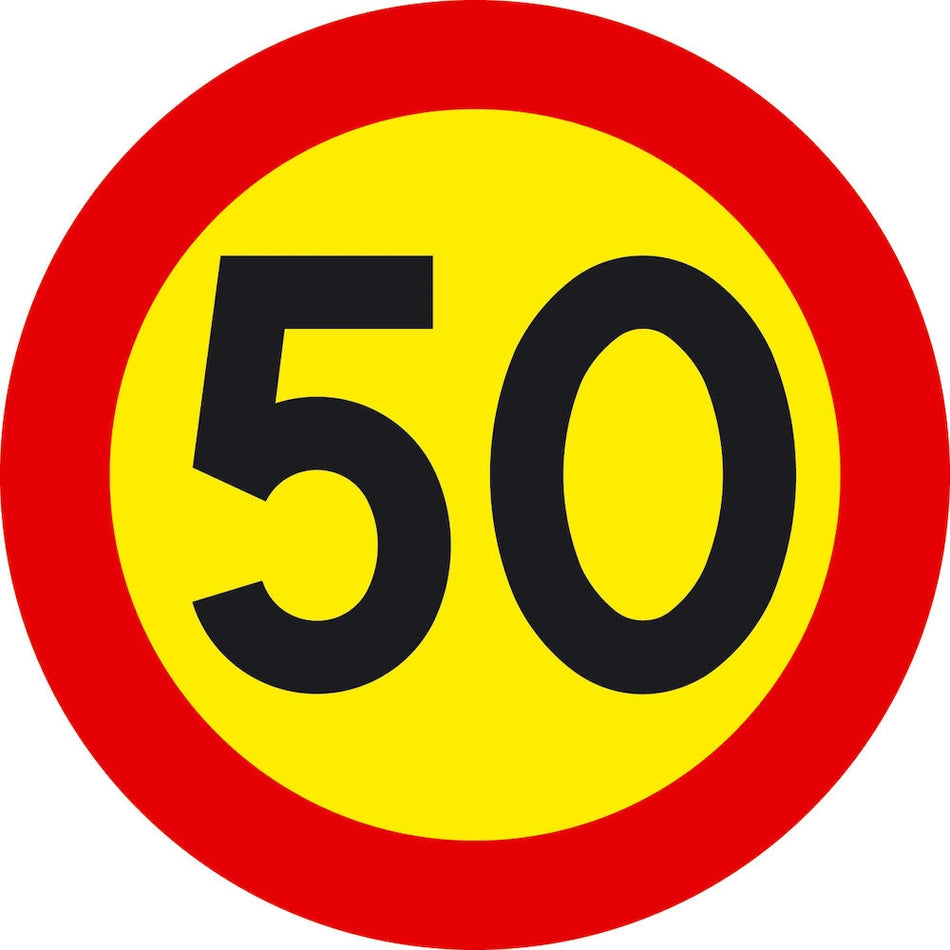 Förbudsskylt, Max hastighet 50 km/h, Ø 600 mm
