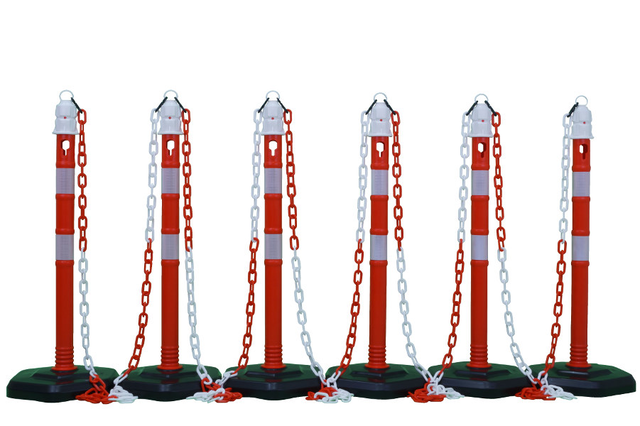 (Pack of 6) - Post & Chain Barrier -MultiMax- including 15m chain