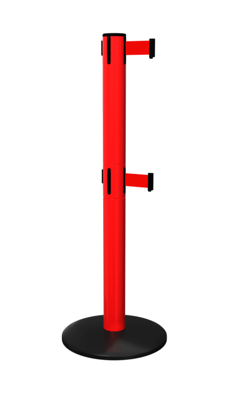 FlexiBarrier Belt Stanchion - Safety Pro Twin - (2x4.9m belt)
