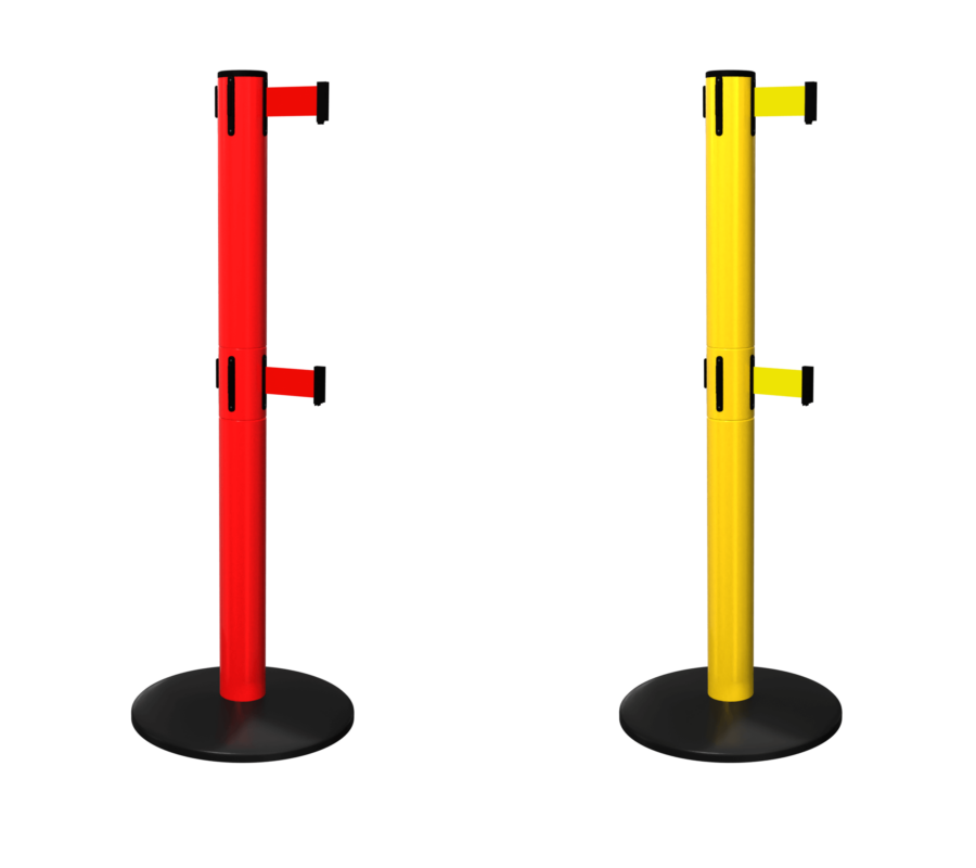 FlexiBarrier Belt Stanchion - Safety Pro Twin - (2x4.9m belt)