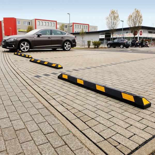 The Park-AID Wheel Stops with yellow reflective panels