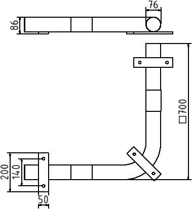 Anti-Nudge Bar, Corner - Ø 76 mm, for plugging down