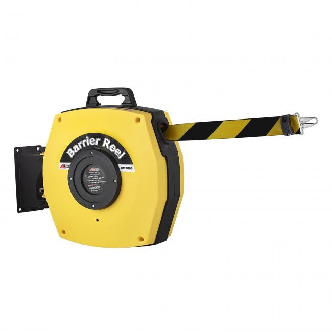 Retractable Safety Barrier Reel - Heavy duty barrier belt with hook (15-25m)
