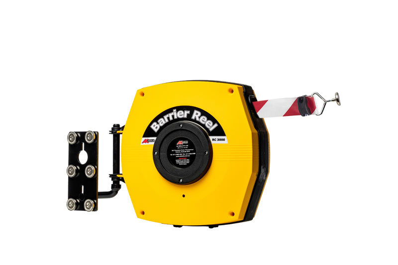 Retractable Safety Barrier Reel -Magnetic- Heavy duty barrier belt with magnets (15-25m)