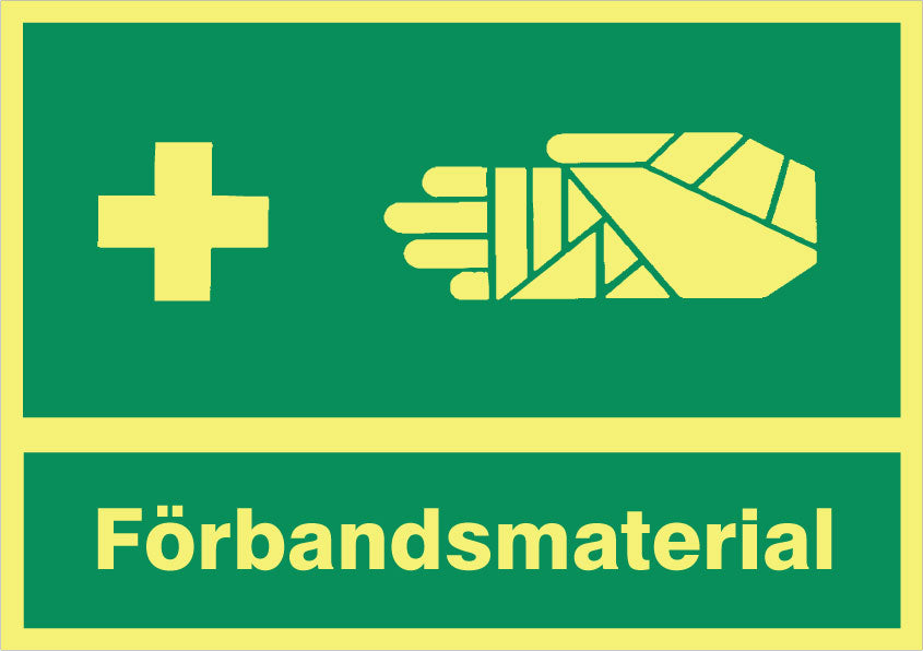 Hinweisschild. Verbandsmaterial