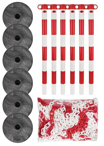 Post & Chain Barrier Kit -Light-, 6 plastic stanchions incl. 25m chain