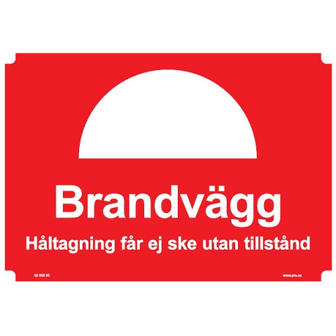 Brandskylt. Brandvägg
