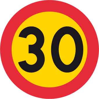 Förbudsskylt, Max hastighet 30 km/h, Ø 600 mm