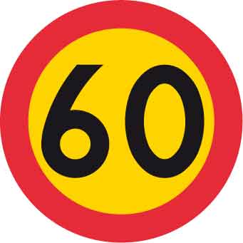 Förbudsskylt, Max hastighet 60 km/h, Ø 600 mm