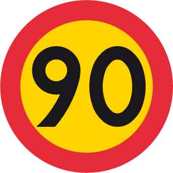 Förbudsskylt, Max hastighet 90 km/h, Ø 600 mm