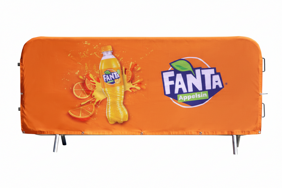 Crowd Barrier Cover – Premium Textile – Contour Shape – 250 × 80 cm – Custom Printed