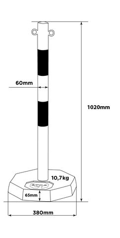 Flexibarrier Post & Chain Barrier -Steel- (with rubber base)