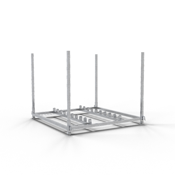 Square tube stackable pallet for police barrier