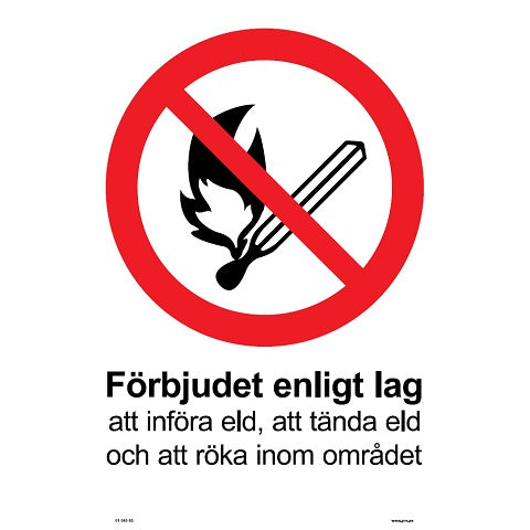 Förbudsskylt. Förbjudet att införa eld