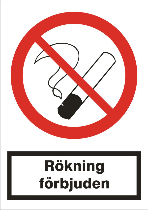 Förbudsskylt. Rökning förbjuden