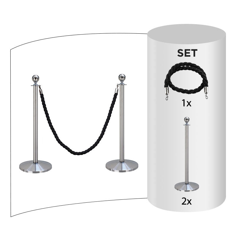 Flexibarrier Post & Rope Barrier Set -Basic Ball Head- (Package with posts & ropes)