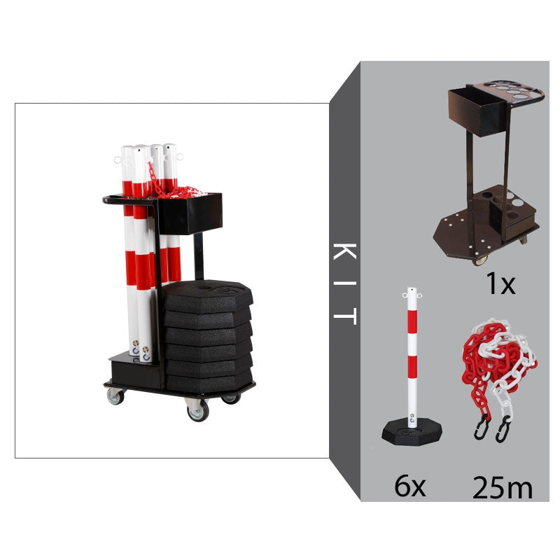 Flexibarrier Post & Chain Barrier Kit with trolley (Red/White)