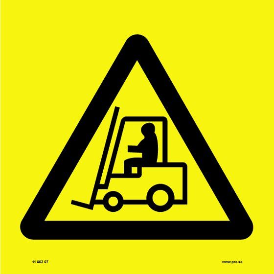 Varningsskylt. Godstrafik