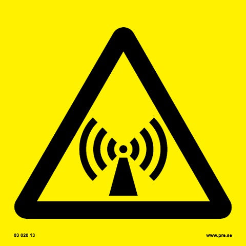 Varningsskylt. Icke joniserande strålning