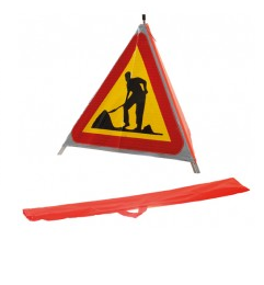 Ihopfällbar tältskylt. Vägarbete.