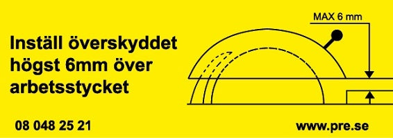 Varningsskylt. Inställ överskyddet