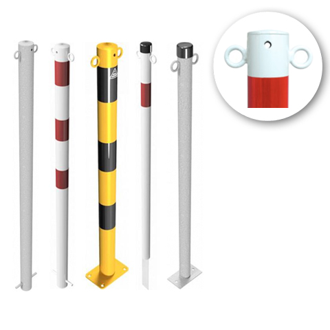 Chain bollard in steel (with 2 eyelets)