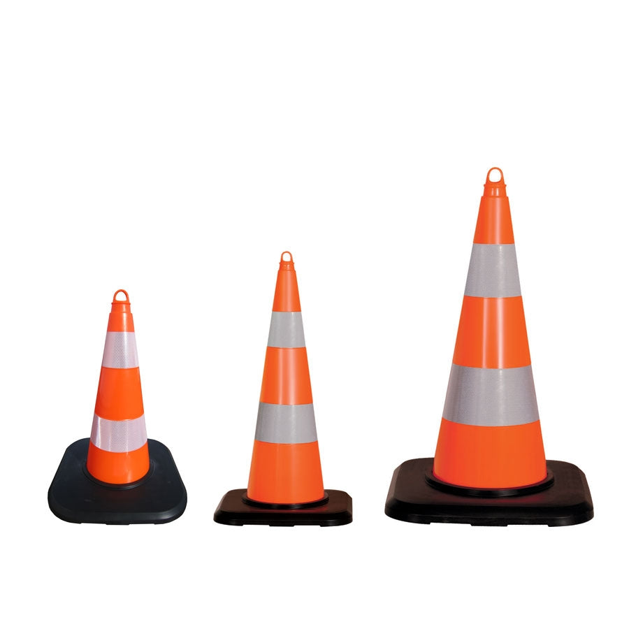 Soft Warning Cone with Reflective Strip -Robust- in PVC (50-90cm)