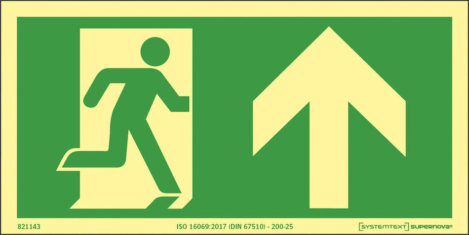 Supernova® Anvisningsskylt - Utrymningsväg rakt fram (flera storlekar)