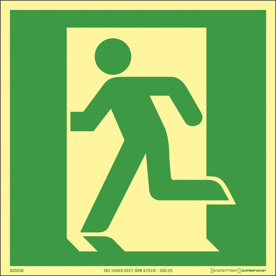 Supernova® Anvisningsskylt - Utrymningsväg vänster (flera storlekar)