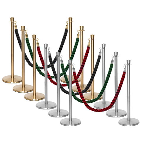 Flexibarrier Post & Rope Barrier Premium Set - including twisted ropes