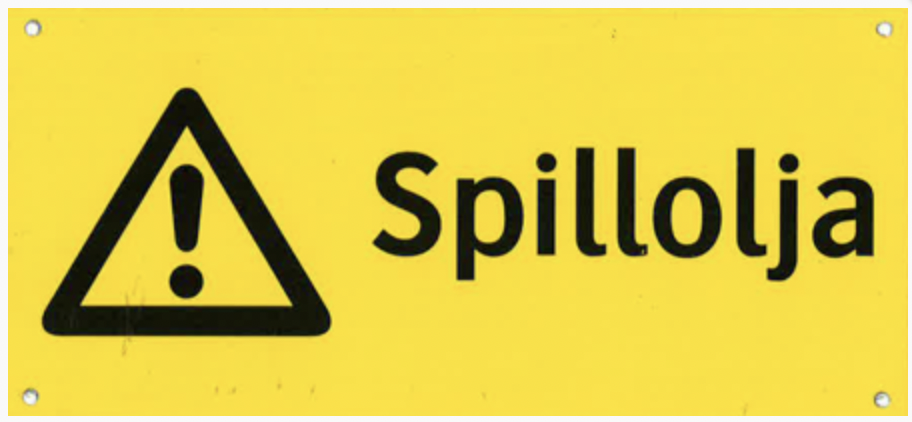 Varningsskylt - Spillolja