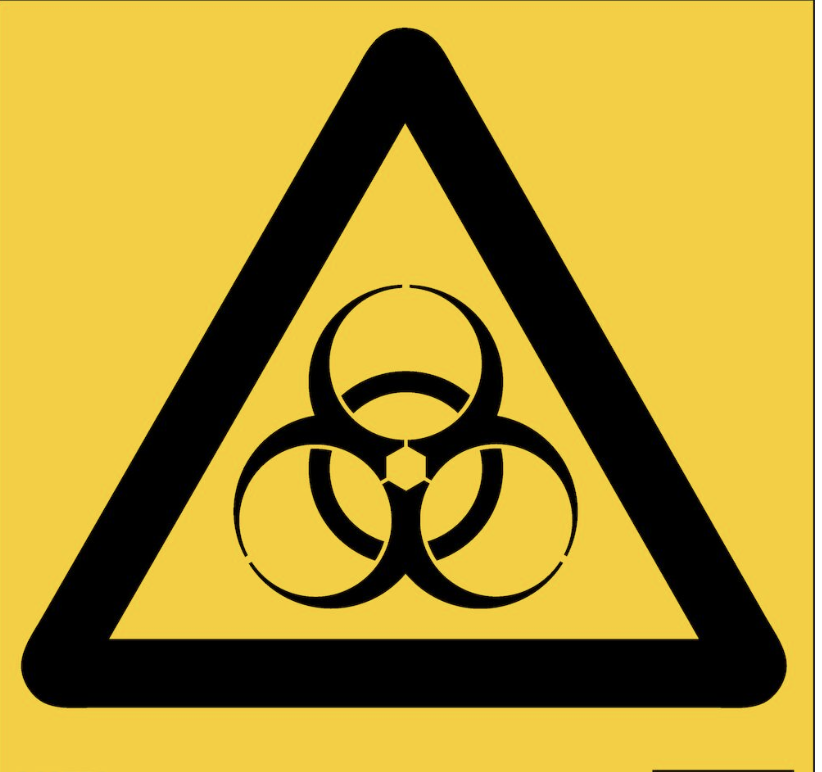 Varningsskylt - Biologisk fara (självhäftande dekal)