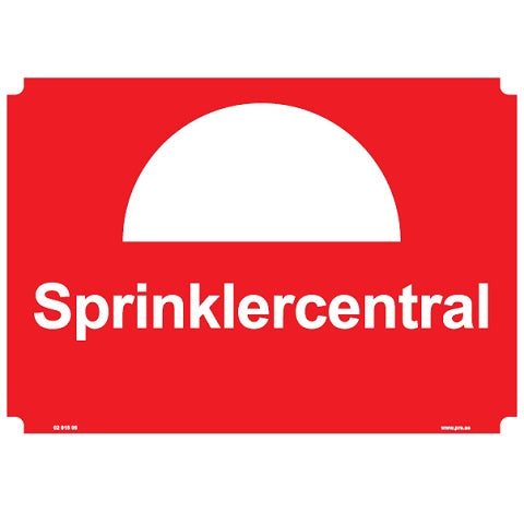 Brandskylt. Sprinklercentral