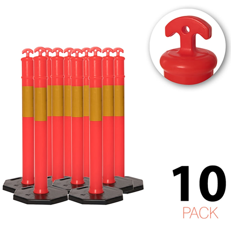 (Pack of 10) - Flexibarrier T-Top Bollard With Base