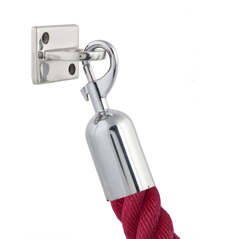 Wall plate for barrier ropes with snap end