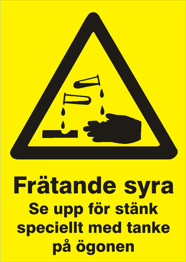 Varningsskylt. Frätande syra